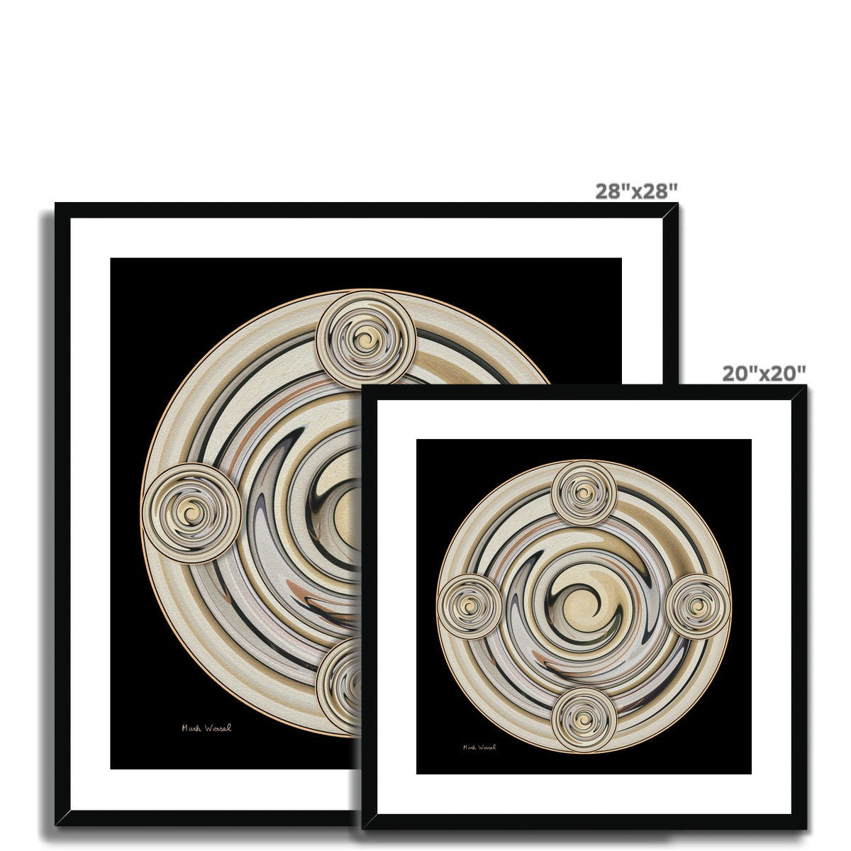 Waves - Framed & Mounted Print - showing available sizes.