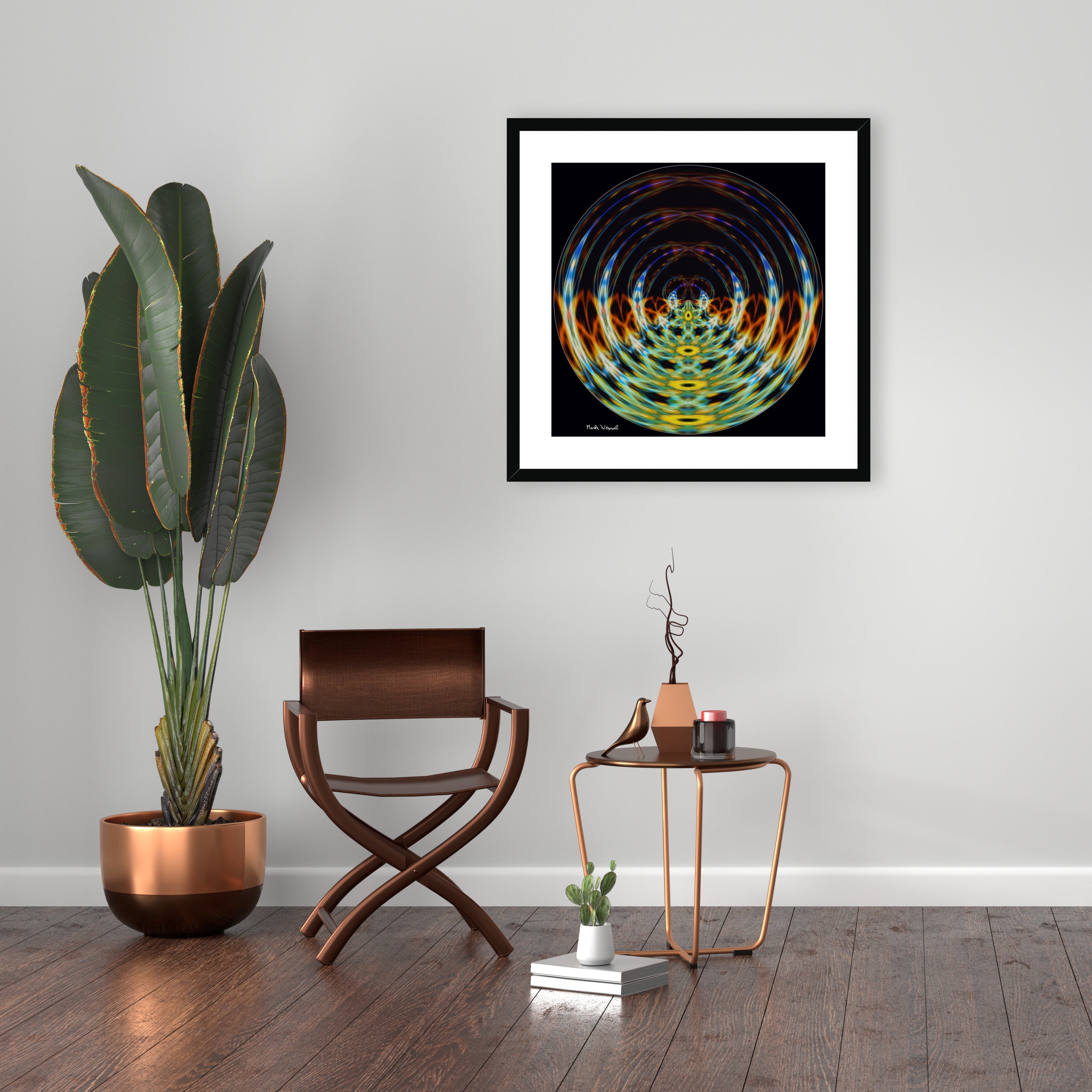 Modern -, interior -, desk -, design setup of Crystal Ball - Framed & Mounted Print.