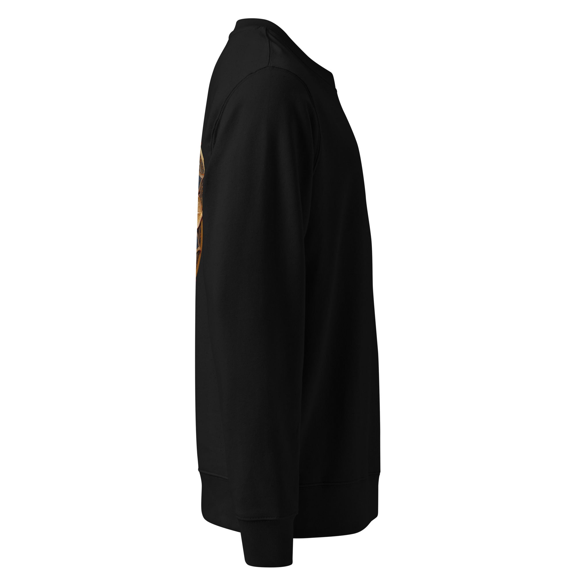 Black hoodie seen from the right side on a white background.