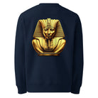 Pharaoh - Organic Cotton Sweatshirt in Navy Blue with a golden pharaoh design on the back.
