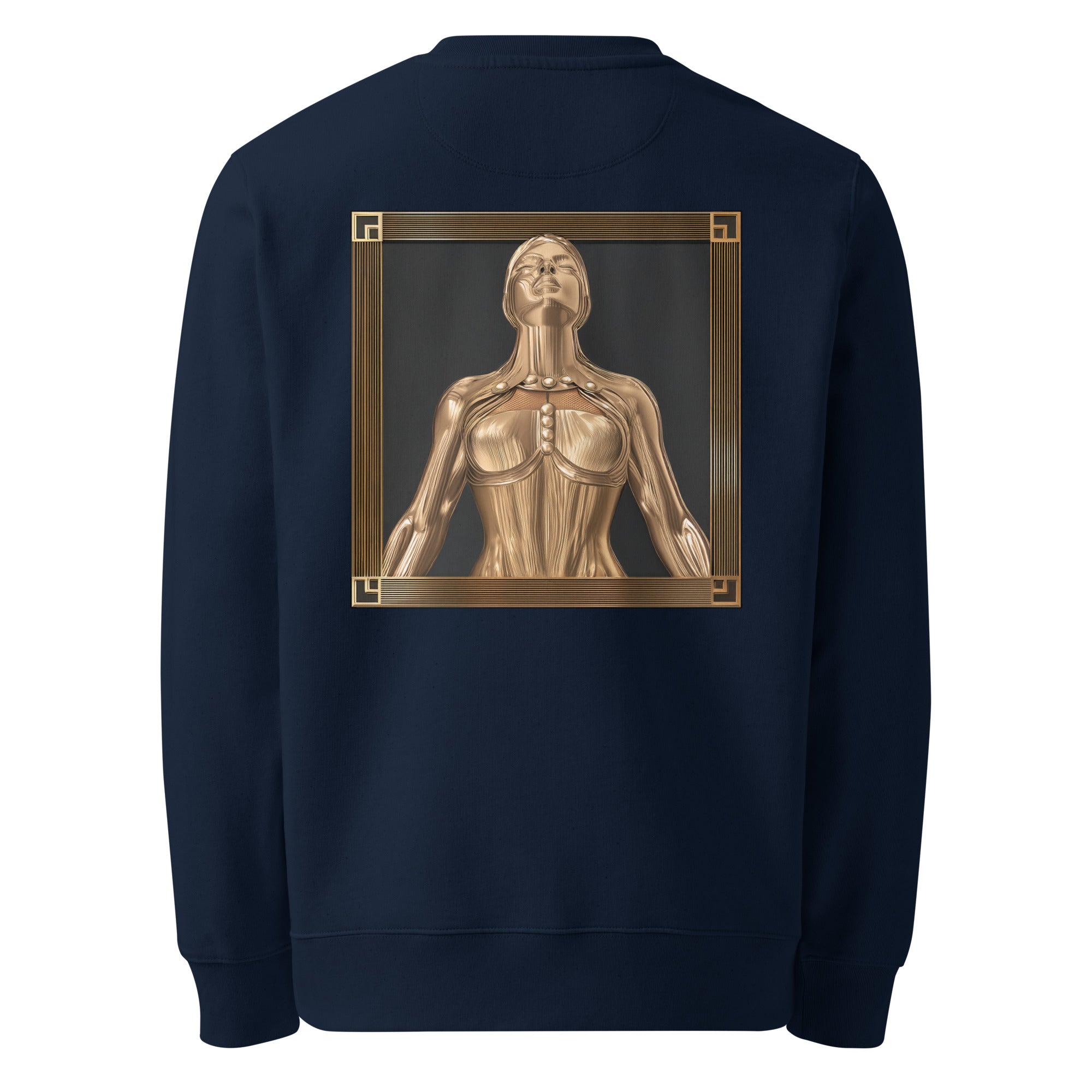 Golden Girl - Organic Cotton Sweatshirt in Navy Blue with a golden design on the back.