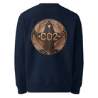 CO2 - Organic Cotton Sweatshirt in Navy Blue with a bronze design on the back.