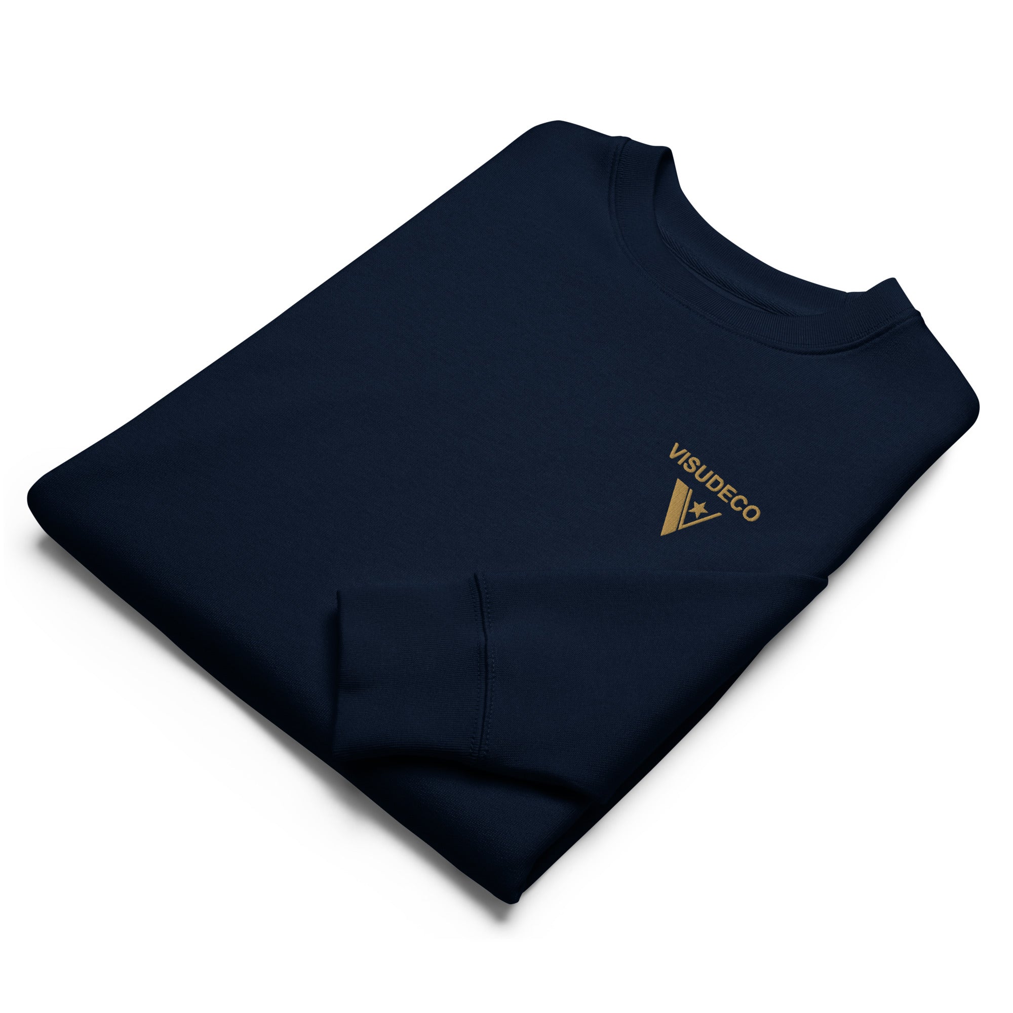 Organic Cotton Sweatshirt in Navy Blue shown folded from the front.