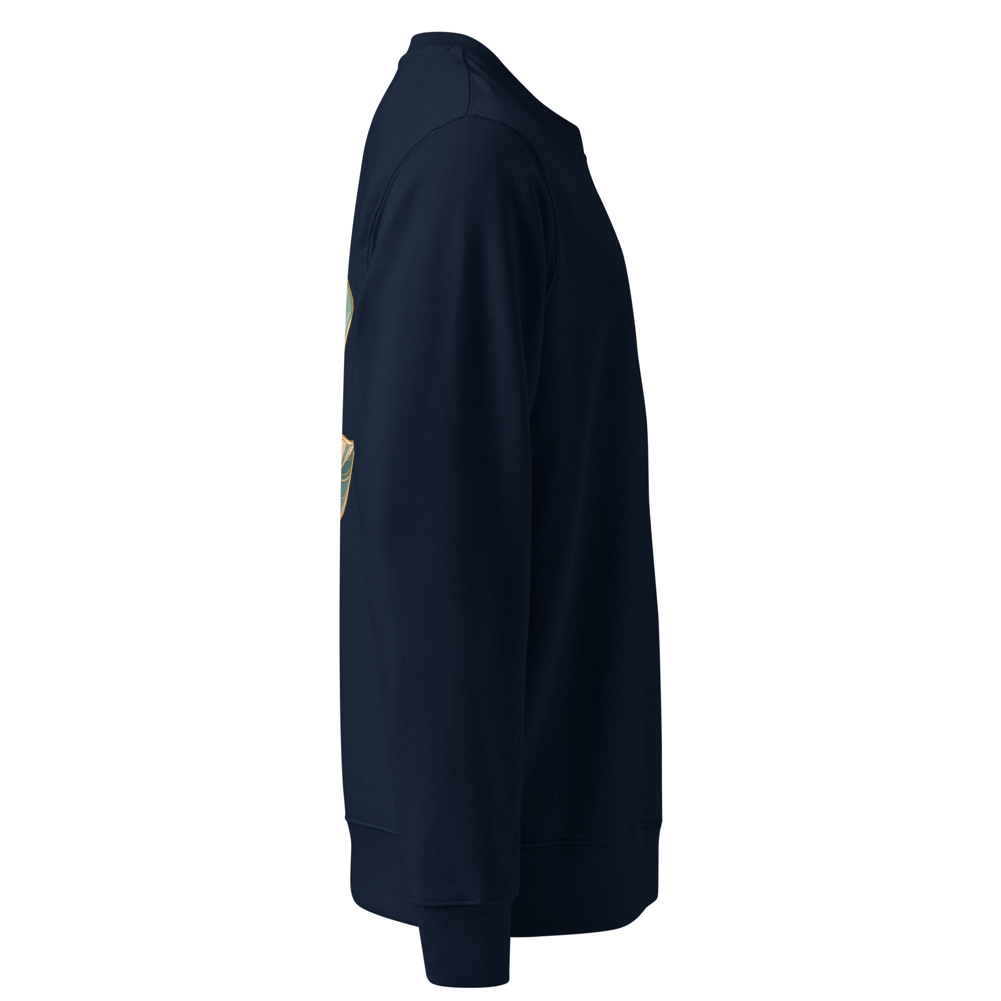 Organic Cotton Sweatshirt in Navy Blue shown from the right side.