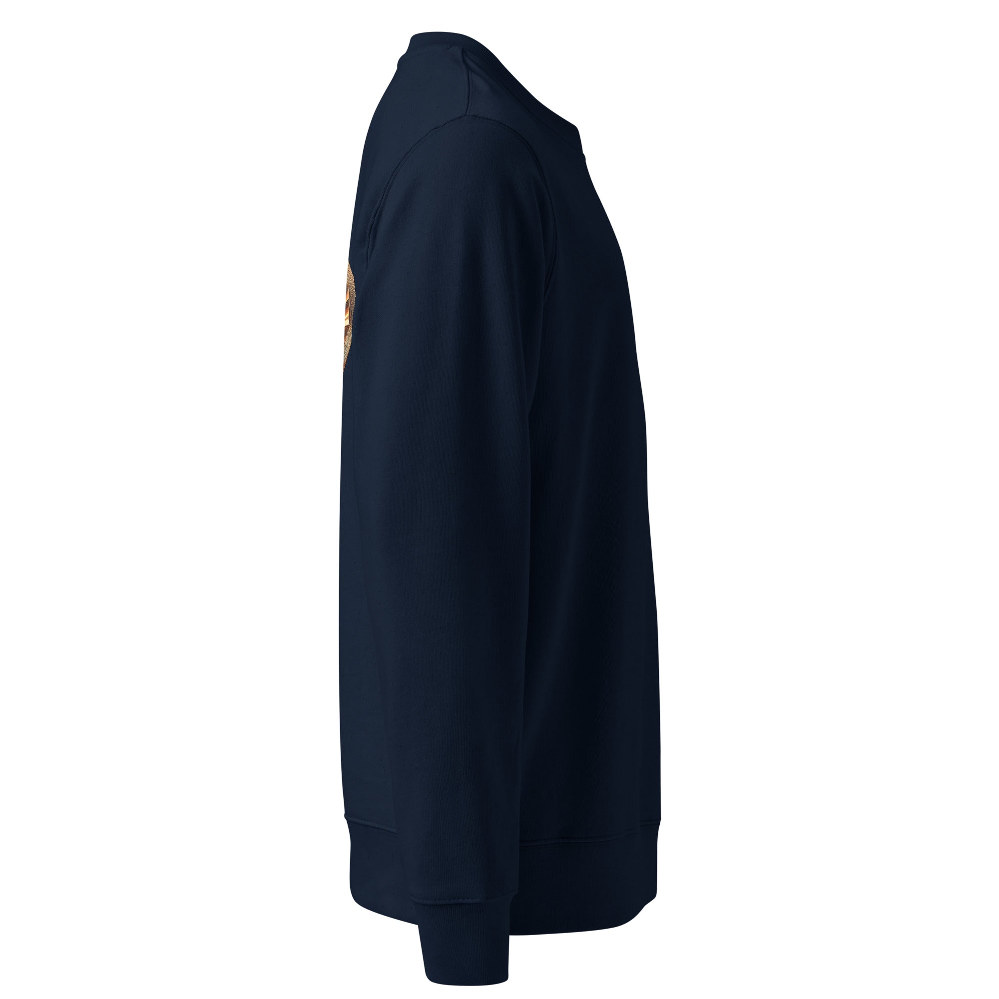 Organic Cotton Sweatshirt in Navy Blue shown from the right side.