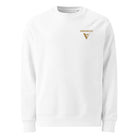 Organic Cotton Sweatshirt in white, with visudeco logo embroidered on the front.