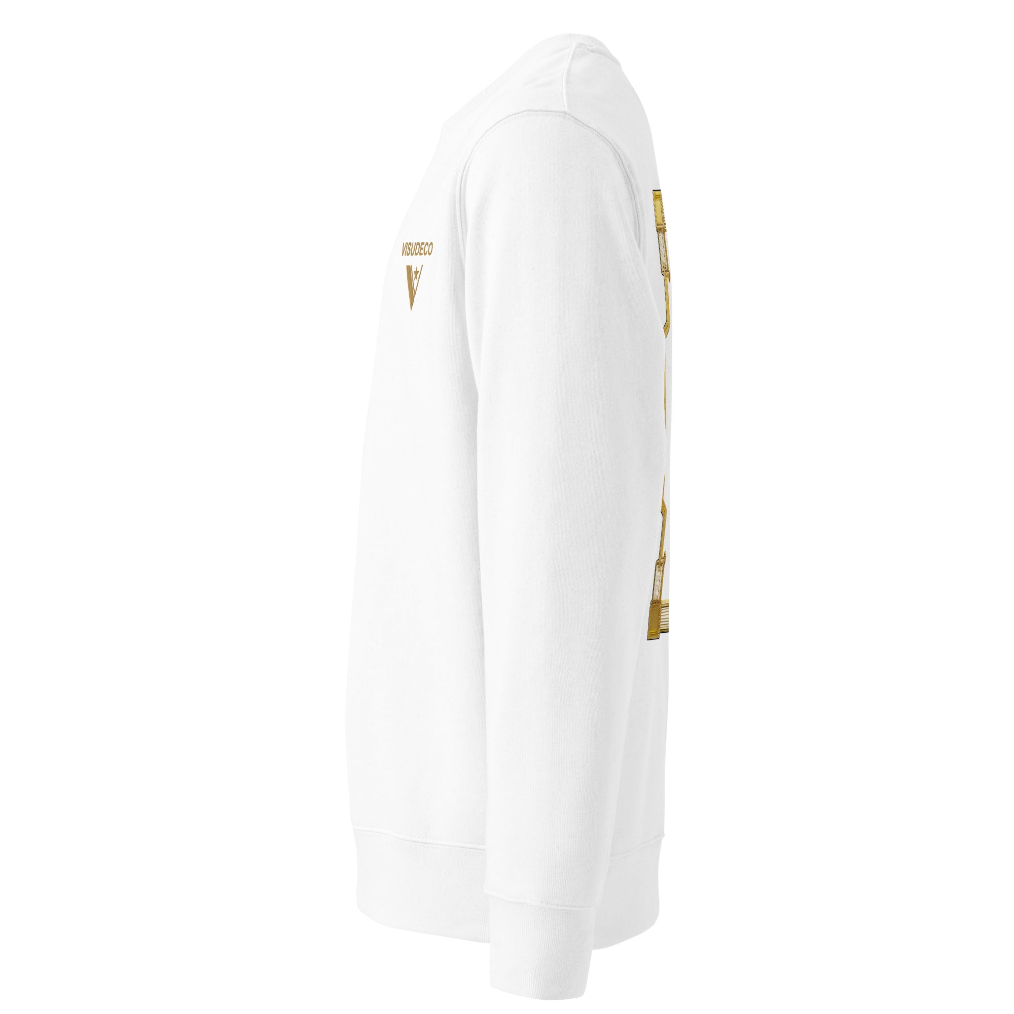 Organic Cotton Sweatshirt in white, sample shown from the left side.