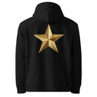 Star - Organic Cotton Hoodie in Black with a golden star printed on the back.