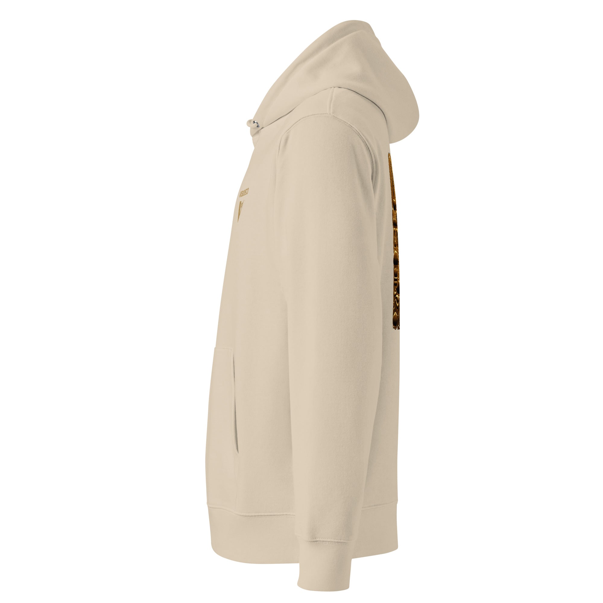 Organic Cotton Hoodie in Desert Dust shown from the right side.