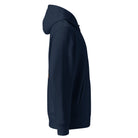 Organic Cotton Hoodie in Navy Blue seen from the right side.