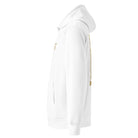 Organic cotton hoodie in white shown from the left side.