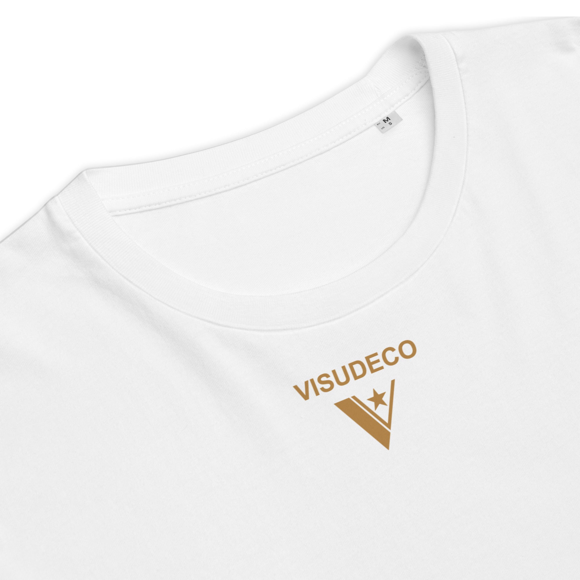 White t-shirt with VISUDECO logo in front.