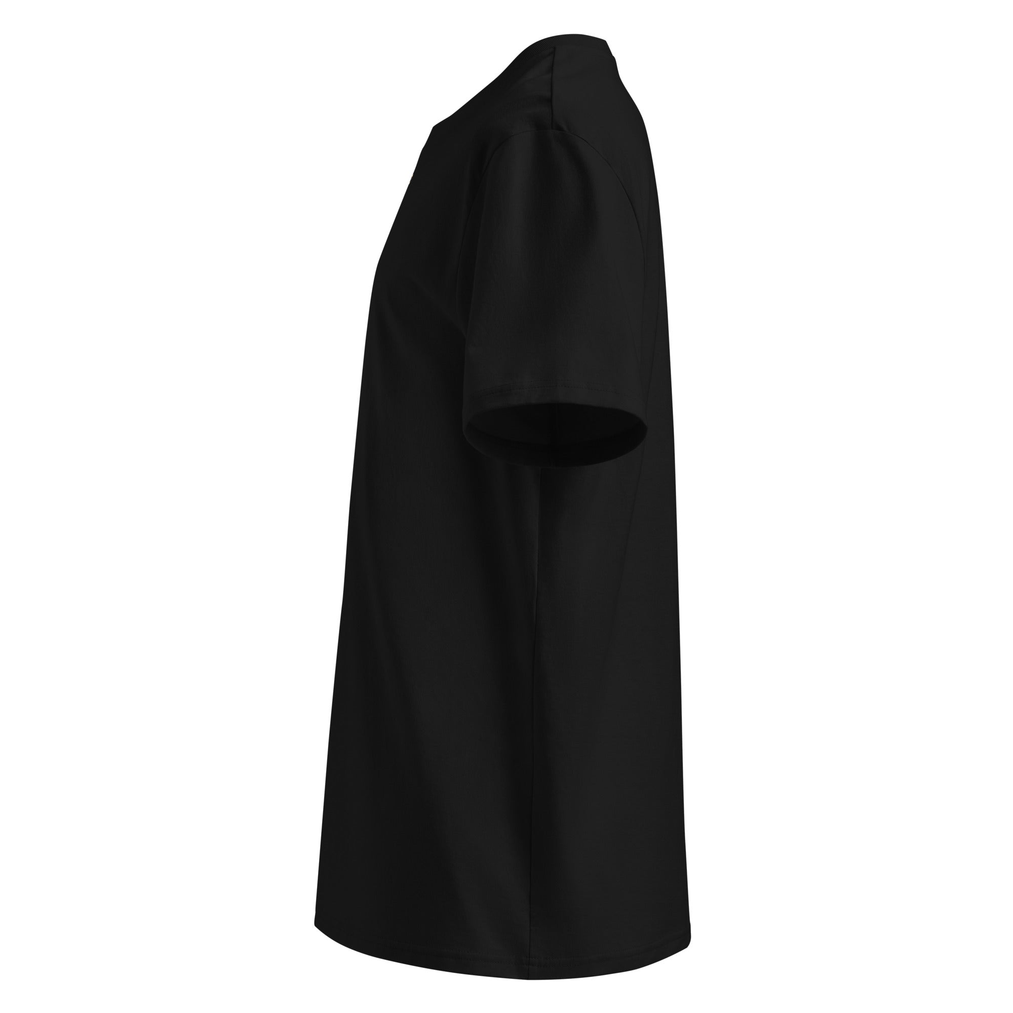 Organic Cotton T-Shirt in Black shown from the left side.