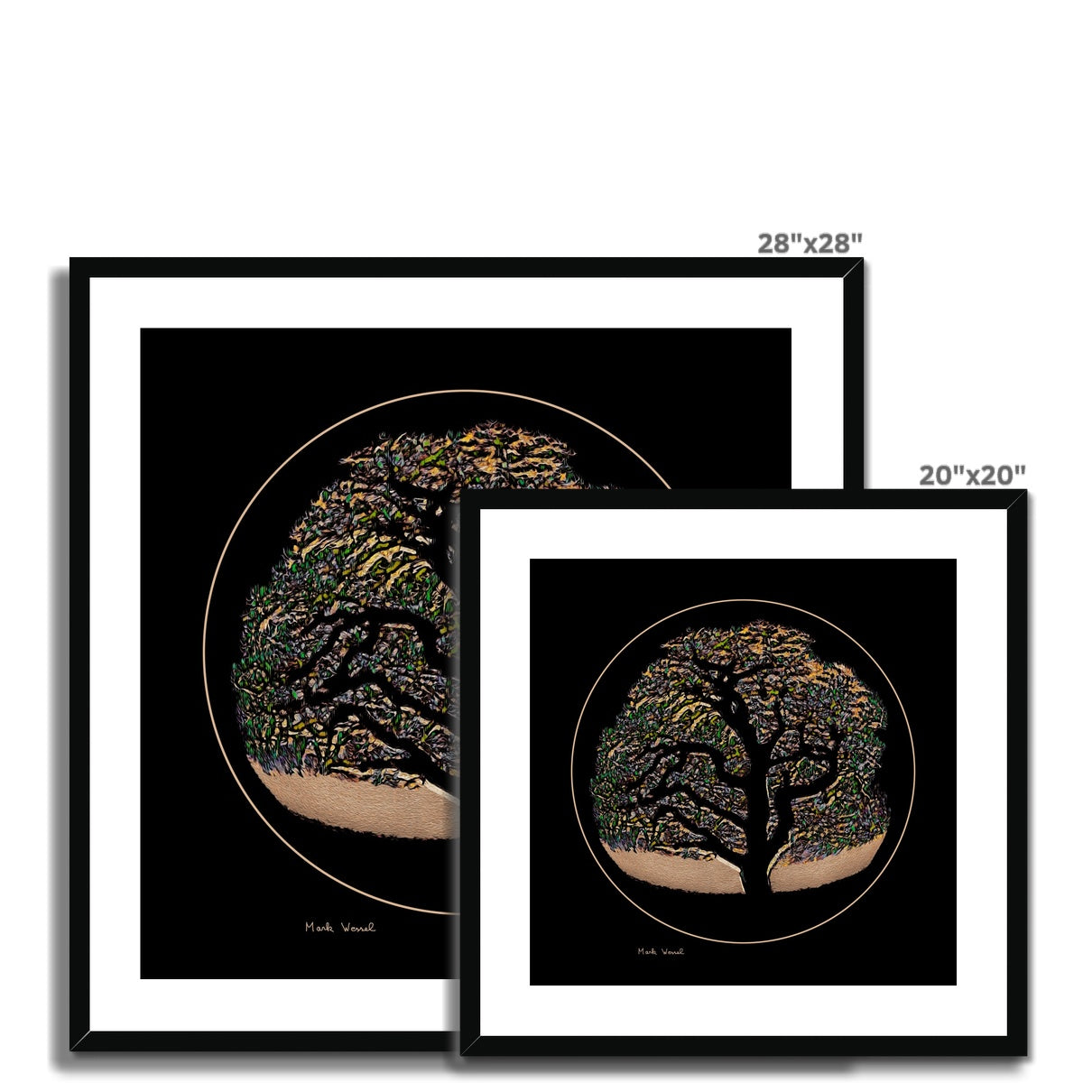 Tree of Life - Framed & Mounted Print - showing available sizes.