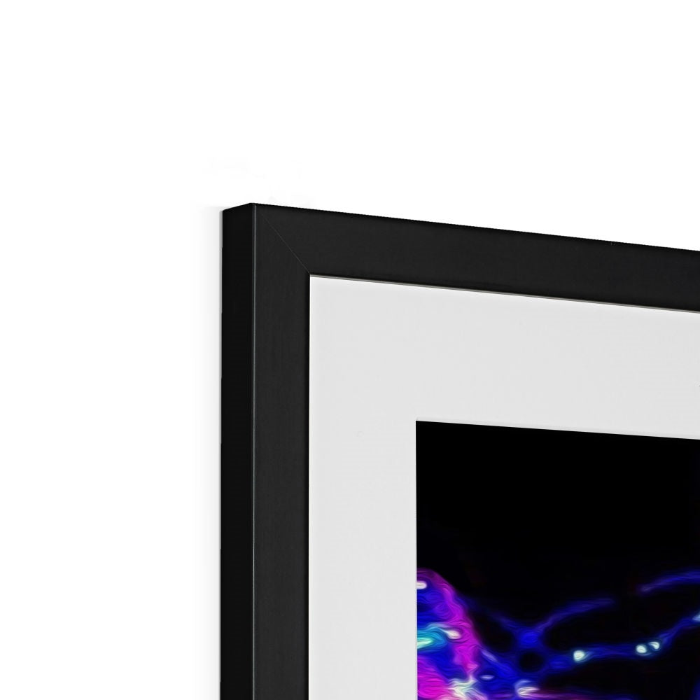 Synergy - Framed & Mounted Print - showing upper -, left corner with a black -, wooden frame.