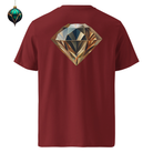 Diamond - Organic Cotton T-Shirt in Burgundy with diamond design on the back and Xmas decoration.
