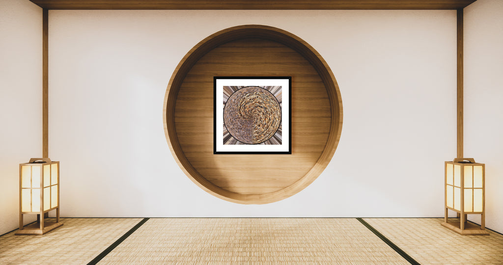 Modern interior minimal design setup of art print titled - Change - by Mark Wessel at VISUDECO®.