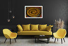Golden -, lounge setup on a dark wall of - Effect 2B - Framed & Mounted Print.