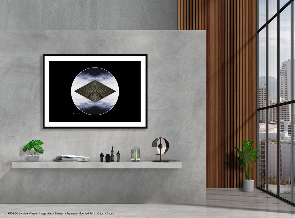 Visudeco by Mark Wessel. Image titled - Element - Framed and mounted print. Living room setup.