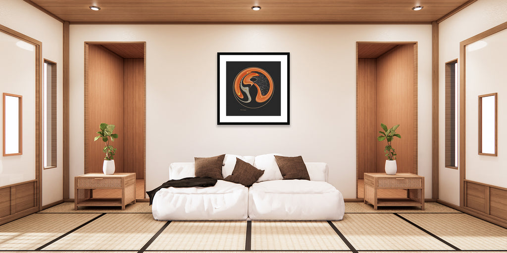 Art print titled - The Path - at Visudeco by Mark Wessel in a tropical livingroom interior design.