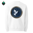 White Dove - Organic Cotton Sweatshirt in White with dove design on the back and xmas decoration.