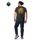 Yinyang - Organic Cotton T-Shirt in Dark Heather Grey with Yinyang design on back and Xmas decor.