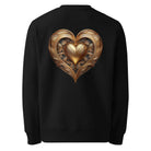 Black sweatshirt with a decorative heart design on the back against a white background.