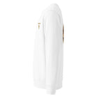 White sweatshirt seen from the left side.