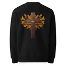 Cross - Organic Cotton Sweatshirt in Black with a wooden cross design on the back.