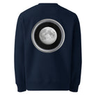 Moon - Organic Cotton Sweatshirt in Navy Blue with a moon design printed on the back.