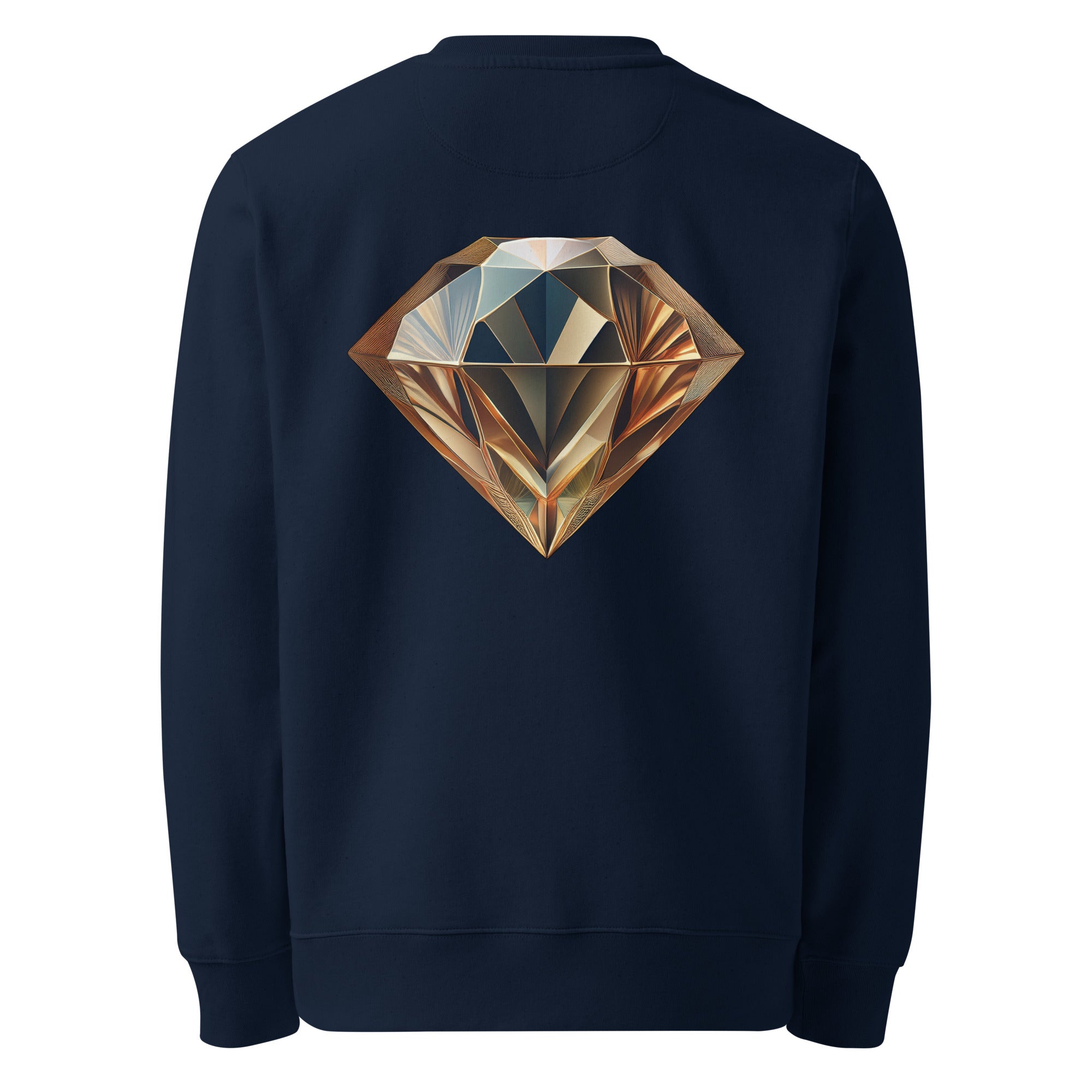 Diamond - Organic Cotton Sweatshirt in Navy Blue with a diamond design printed on the back.