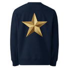 Star - Organic Cotton Sweatshirt in Navy Blue with golden star design on the back.