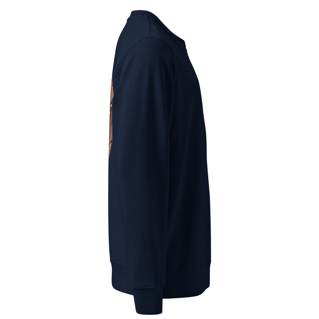Organic Cotton Sweatshirt in Navy Blue shown from the right side.