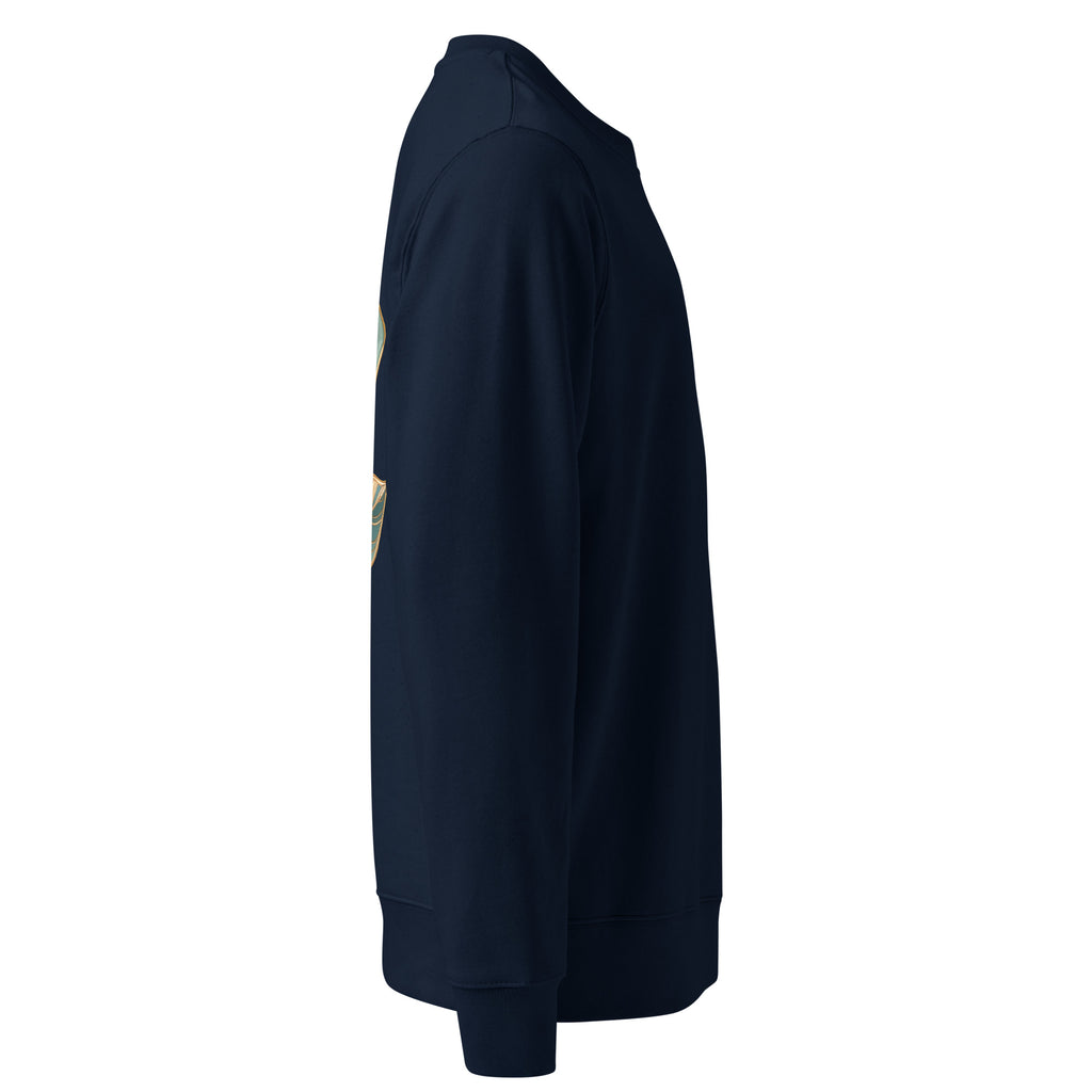 Organic Cotton Sweatshirt in Navy Blue shown from the right side.