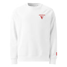 Organic Cotton Sweatshirt in White with visudeco logo embroidered on the front.