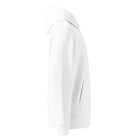 White hoodie seen from the right side.