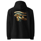 Eye of Horus - Organic Cotton Hoodie in Black with golden design on the back.