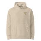 Organic Cotton Hoodie in Desert Dust with the visudeco logo embroidered on the front.