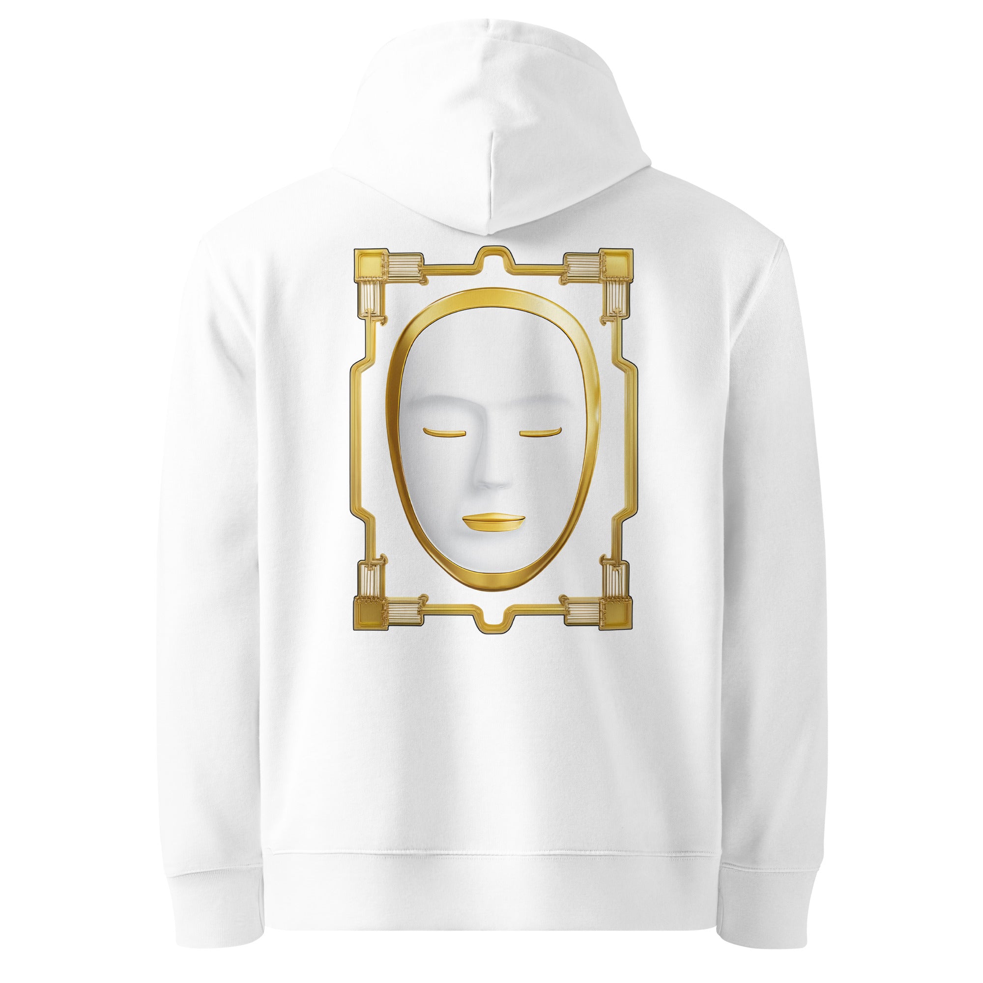 Sweet Dreams - Organic Cotton Hoodie in White with visudeco logo on the front and print on the back.