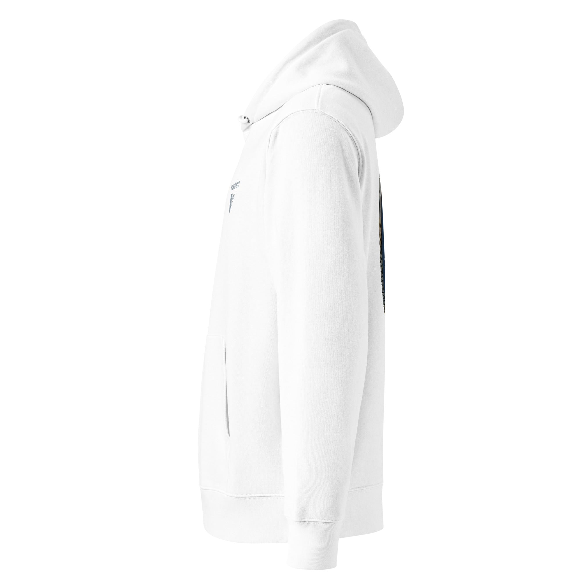 Organic Cotton Hoodie in white seen from the left side.