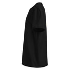 Black t-shirt shown from the left side.