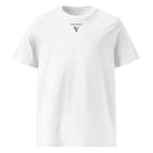 White t-shirt with a VISUDECO logo on a white background.