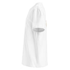 White t-shirt seen from the left side.