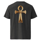 Key of Life - Organic Cotton T-Shirt in Dark Heather Grey with golden symbol on the back.