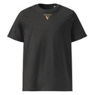 Organic Cotton T-Shirt in Dark Heather Grey with visudeco logo on the front.