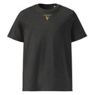 Organic Cotton T-Shirt in Dark Heather Grey with visudeco logo on the front.