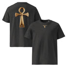 Key of Life - Organic Cotton T-Shirt in Dark Heather Grey with golden symbol on back and logo front.