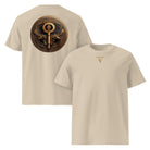 Key of Empathy - Organic Cotton T-Shirt in Desert Dust with a symbol on the back and logo in front. 