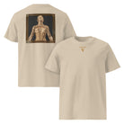 Golden Girl - Organic Cotton T-Shirt in Desert Dust with design printed on back and logo in front.