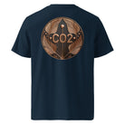 CO2 - Organic Cotton T-Shirt in Navy Blue with a bronze CO2 design on the back.